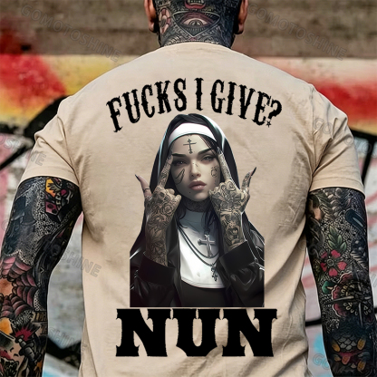 F*CKS I GIVE NUN Defiant Nun Print Men's T-Shirt Image - 24