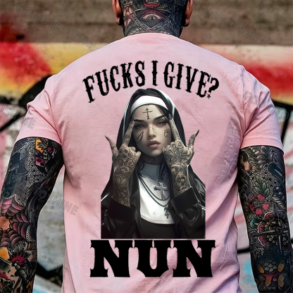 F*CKS I GIVE NUN Defiant Nun Print Men's T-Shirt Image - 25