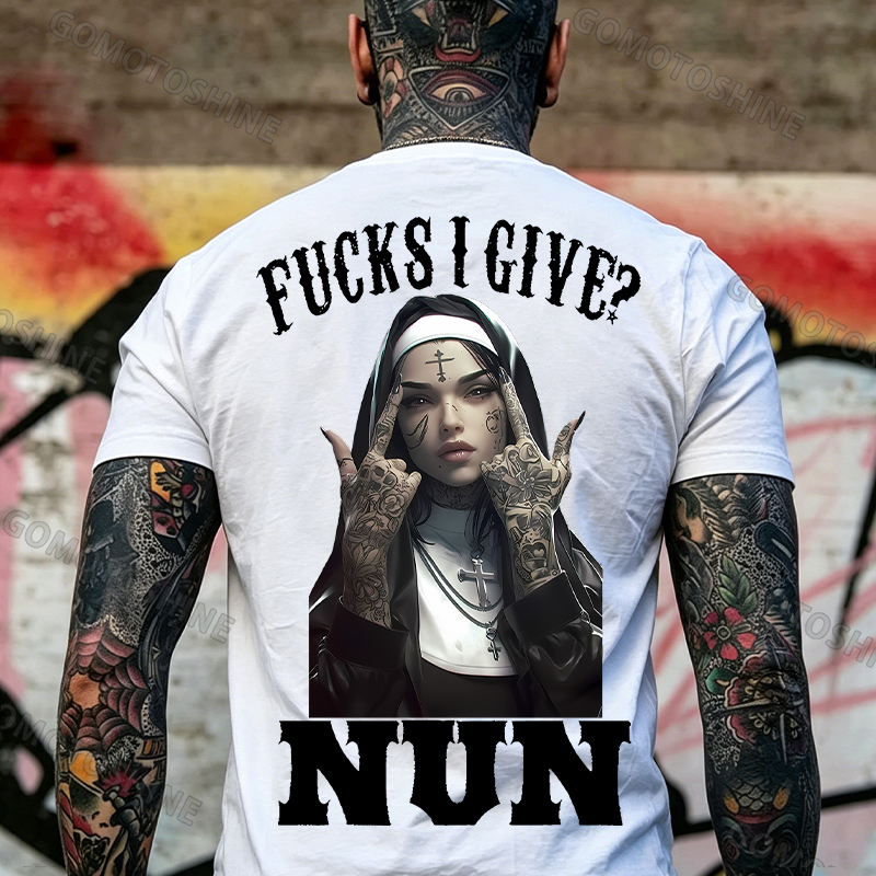 F*CKS I GIVE NUN Defiant Nun Print Men's T-Shirt Image - 22