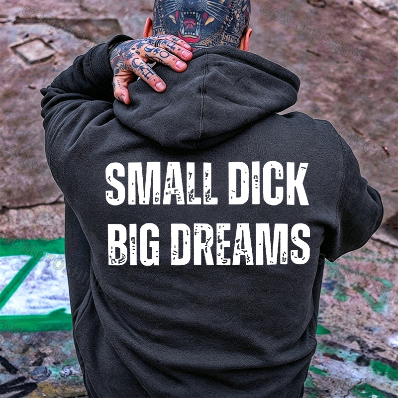 SMALL DICK BIG DREAMS Black Print Hoodie Image - 6