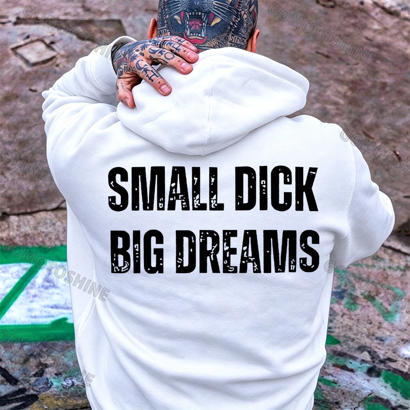 SMALL DICK BIG DREAMS Black Print Hoodie Image - 7