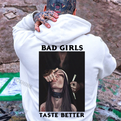 BAD GIRLS TASTE BETTER Suck Finger Nun Print Men's Hoodie Image - 6