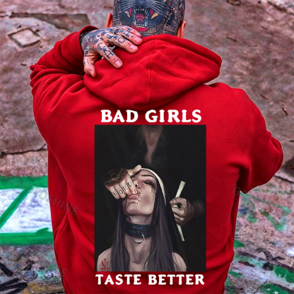 BAD GIRLS TASTE BETTER Suck Finger Nun Print Men's Hoodie Image - 5