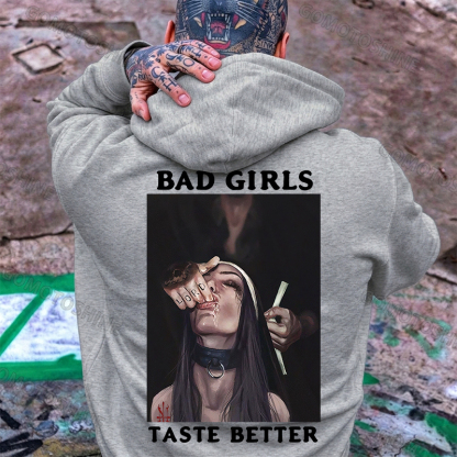 BAD GIRLS TASTE BETTER Suck Finger Nun Print Men's Hoodie Image - 7
