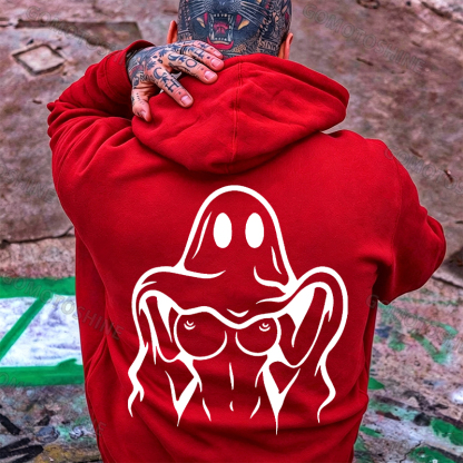 Naughty Ghost with Sexy Boobs Graphic Print Hoodie Image - 7