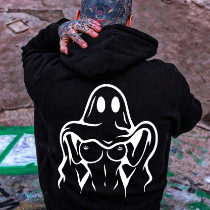 Naughty Ghost with Sexy Boobs Graphic Print Hoodie Image - 8