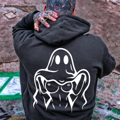 Naughty Ghost with Sexy Boobs Graphic Print Hoodie Image - 9
