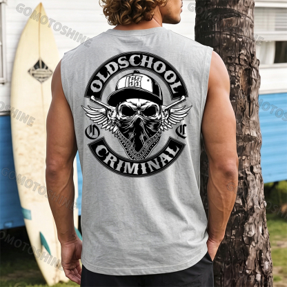 OLD SCHOOL CRIMINAL Hip-hop Skull Print Men's Vest Image - 5