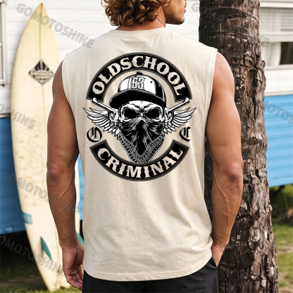 OLD SCHOOL CRIMINAL Hip-hop Skull Print Men's Vest Image - 9