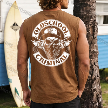 OLD SCHOOL CRIMINAL Hip-hop Skull Print Men's Vest Image - 6