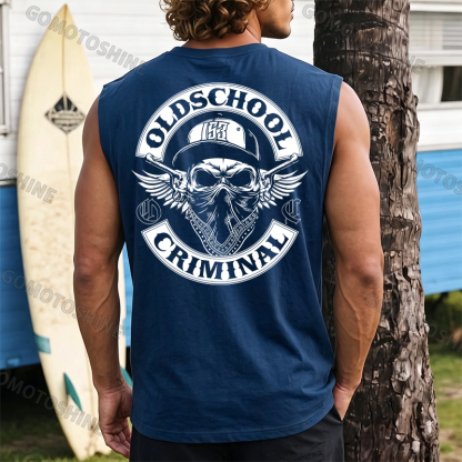 OLD SCHOOL CRIMINAL Hip-hop Skull Print Men's Vest Image - 8