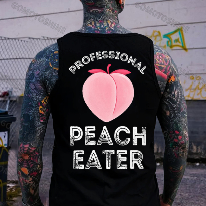 Professional Peach Eater Funny Adult Pun Print Men's Vest Image - 1