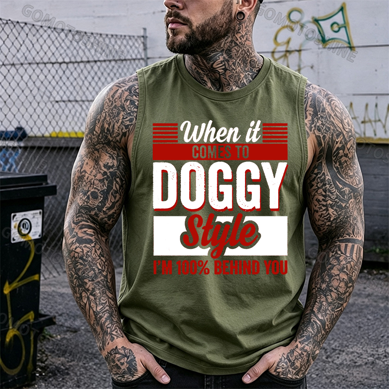 WHEN IT COMES TO DOGGY STYLE Black Print Vest