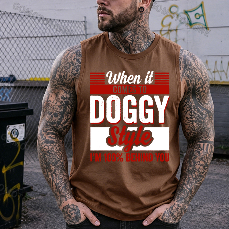 WHEN IT COMES TO DOGGY STYLE Black Print Vest