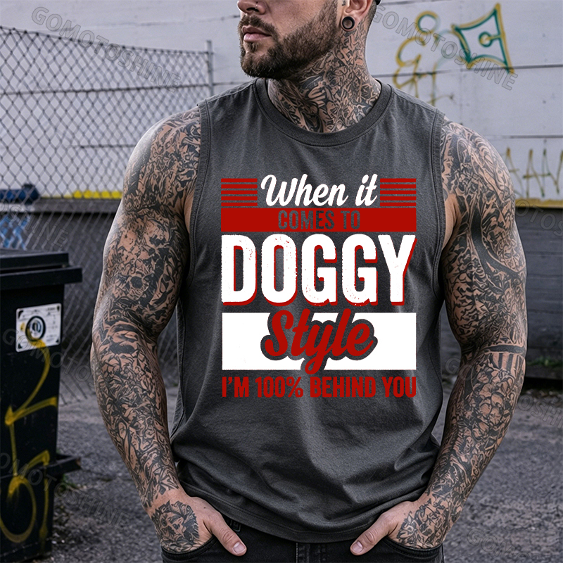 WHEN IT COMES TO DOGGY STYLE Black Print Vest