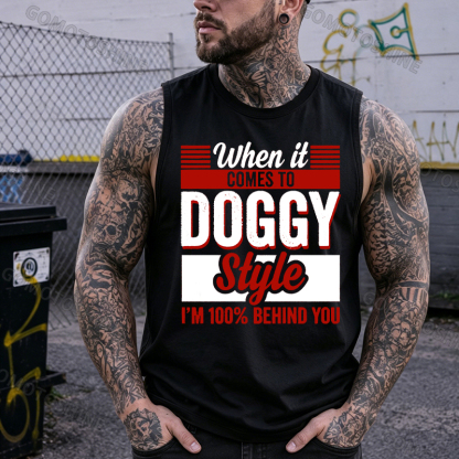 WHEN IT COMES TO DOGGY STYLE Black Print Vest