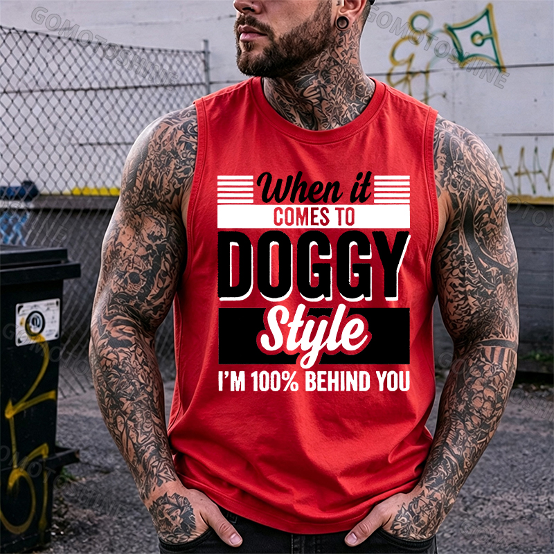 WHEN IT COMES TO DOGGY STYLE Black Print Vest