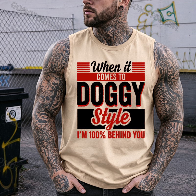 WHEN IT COMES TO DOGGY STYLE Black Print Vest
