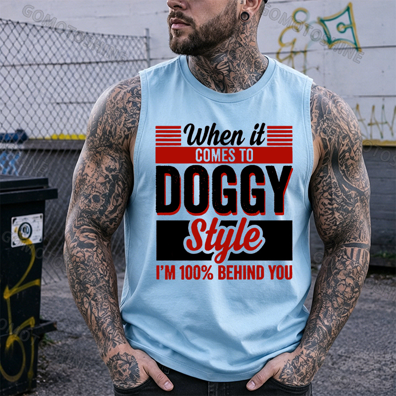 WHEN IT COMES TO DOGGY STYLE Black Print Vest