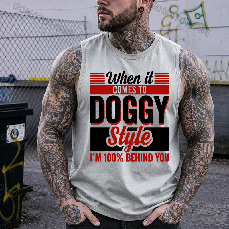 WHEN IT COMES TO DOGGY STYLE Black Print Vest