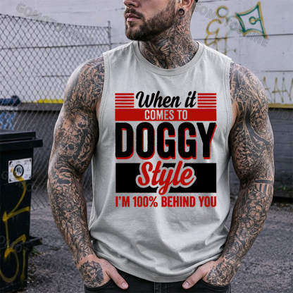WHEN IT COMES TO DOGGY STYLE Black Print Vest