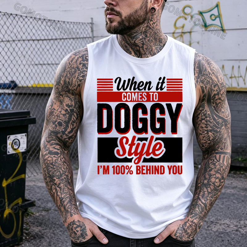 WHEN IT COMES TO DOGGY STYLE Black Print Vest
