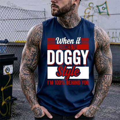 WHEN IT COMES TO DOGGY STYLE Black Print Vest