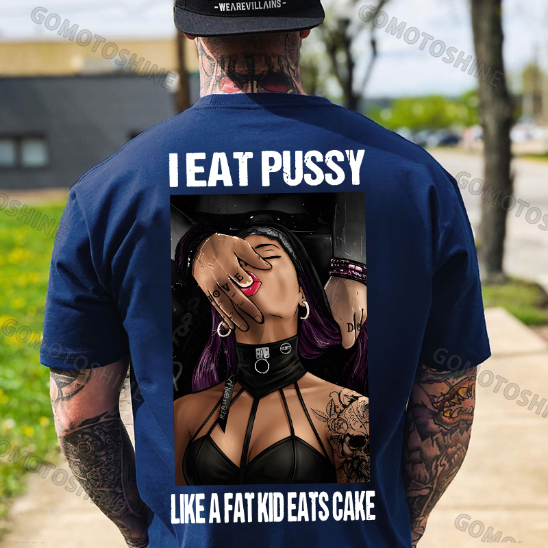 I Eat Pussy Like a Fat Kid Eats Cake Sexy Goth Woman Fallen Tattooed Nun Dark Aesthetic Print Men's T-Shirt Image - 8