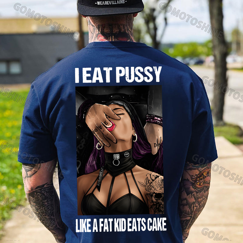 I Eat Pussy Like a Fat Kid Eats Cake Sexy Goth Woman Fallen Tattooed Nun Dark Aesthetic Print Men's T-Shirt Image - 8