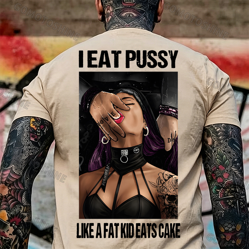 I Eat Pussy Like a Fat Kid Eats Cake Sexy Goth Woman Fallen Tattooed Nun Dark Aesthetic Print Men's T-Shirt Image - 10