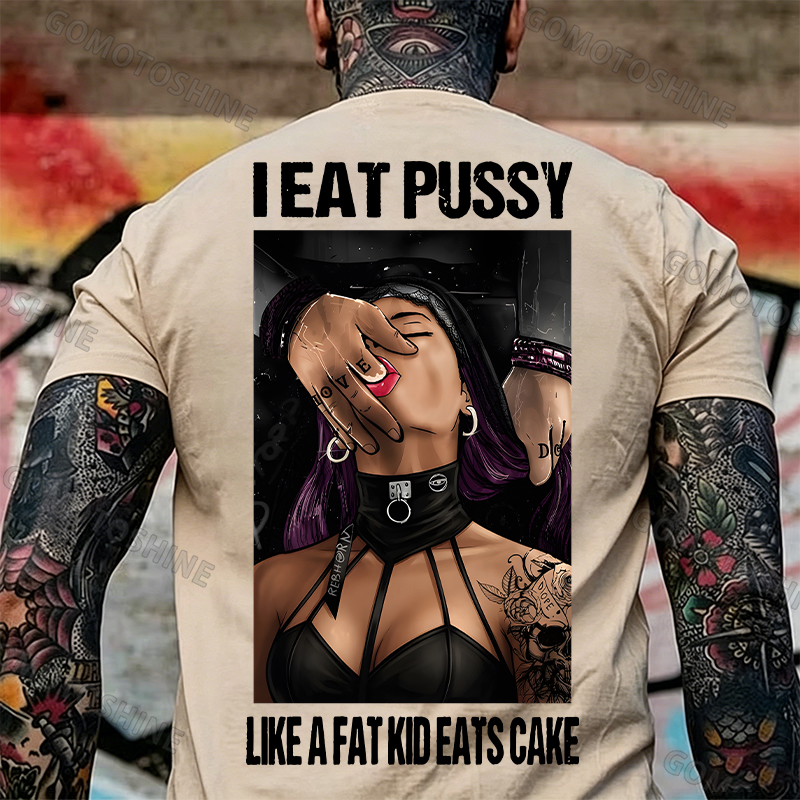 I Eat Pussy Like a Fat Kid Eats Cake Sexy Goth Woman Fallen Tattooed Nun Dark Aesthetic Print Men's T-Shirt Image - 10
