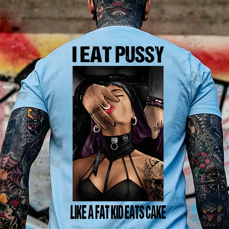 I Eat Pussy Like a Fat Kid Eats Cake Sexy Goth Woman Fallen Tattooed Nun Dark Aesthetic Print Men's T-Shirt Image - 12