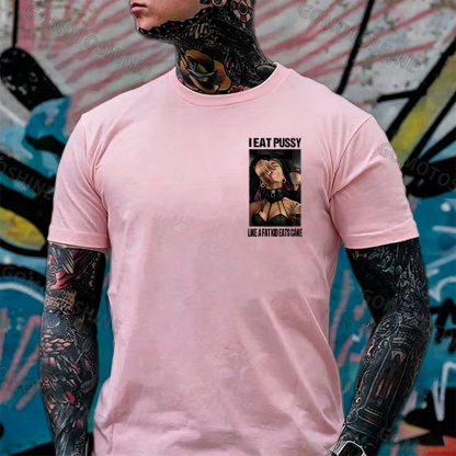 I Eat Pussy Like a Fat Kid Eats Cake Sexy Goth Woman Fallen Tattooed Nun Dark Aesthetic Print Men's T-Shirt Image - 15
