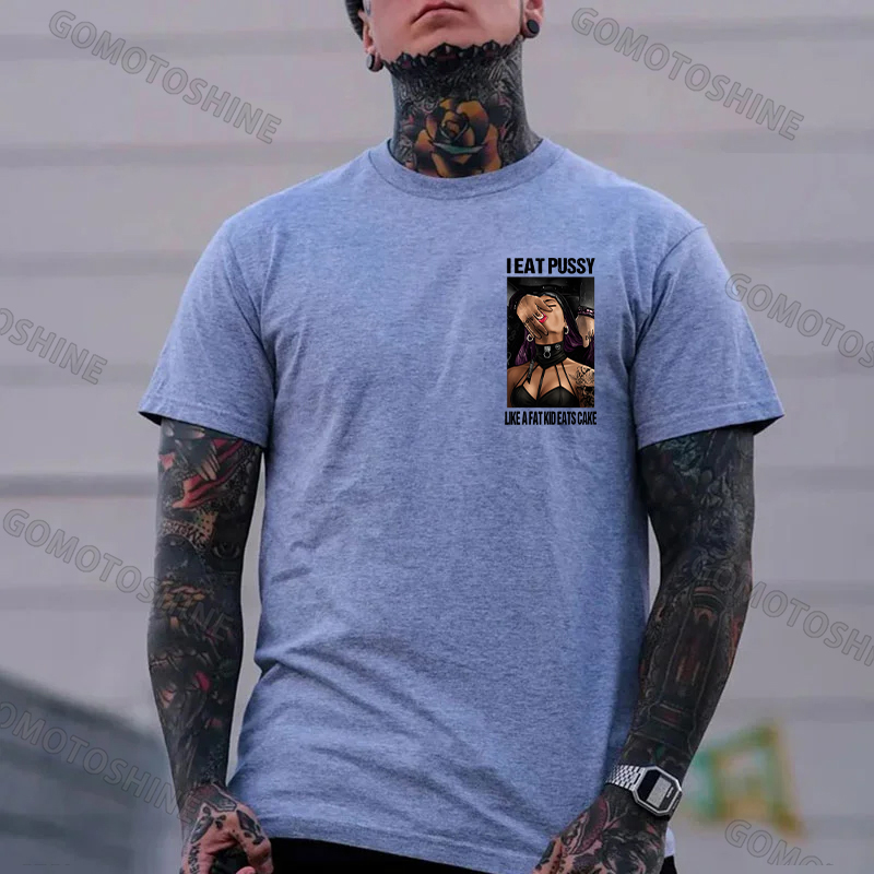 I Eat Pussy Like a Fat Kid Eats Cake Sexy Goth Woman Fallen Tattooed Nun Dark Aesthetic Print Men's T-Shirt Image - 19