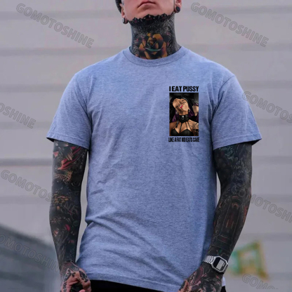 I Eat Pussy Like a Fat Kid Eats Cake Sexy Goth Woman Fallen Tattooed Nun Dark Aesthetic Print Men's T-Shirt Image - 19