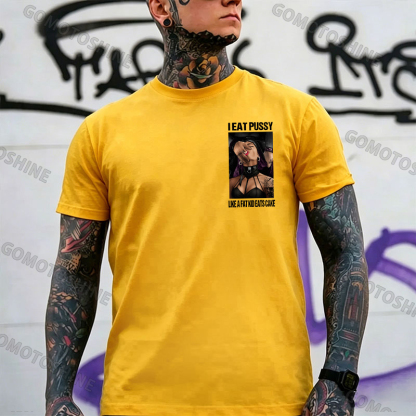 I Eat Pussy Like a Fat Kid Eats Cake Sexy Goth Woman Fallen Tattooed Nun Dark Aesthetic Print Men's T-Shirt Image - 21
