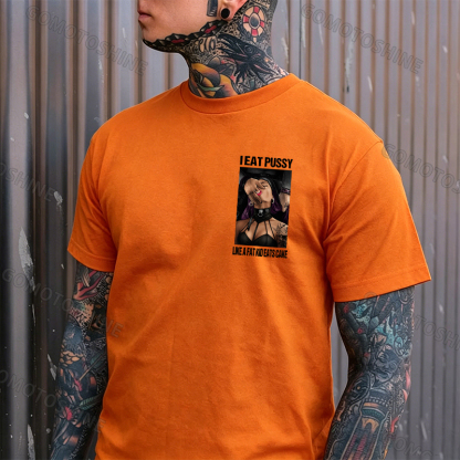I Eat Pussy Like a Fat Kid Eats Cake Sexy Goth Woman Fallen Tattooed Nun Dark Aesthetic Print Men's T-Shirt Image - 24