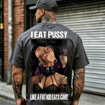I Eat Pussy Like a Fat Kid Eats Cake Sexy Goth Woman Fallen Tattooed Nun Dark Aesthetic Print Men's T-Shirt Image - 26
