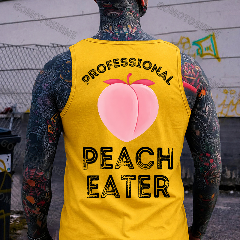 Professional Peach Eater Funny Adult Pun Print Men's Vest Image - 8