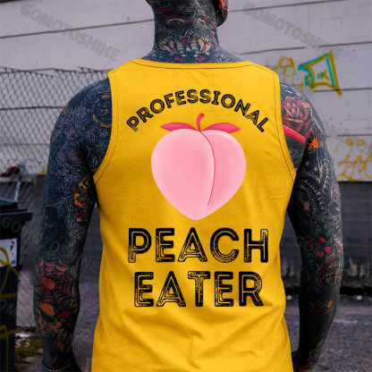 Professional Peach Eater Funny Adult Pun Print Men's Vest Image - 8