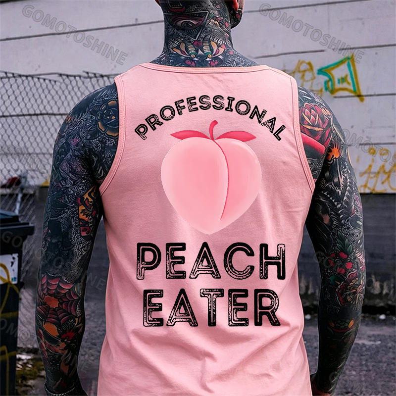Professional Peach Eater Funny Adult Pun Print Men's Vest Image - 6