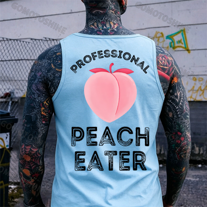 Professional Peach Eater Funny Adult Pun Print Men's Vest Image - 7