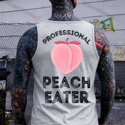 Professional Peach Eater Funny Adult Pun Print Men's Vest Image - 13