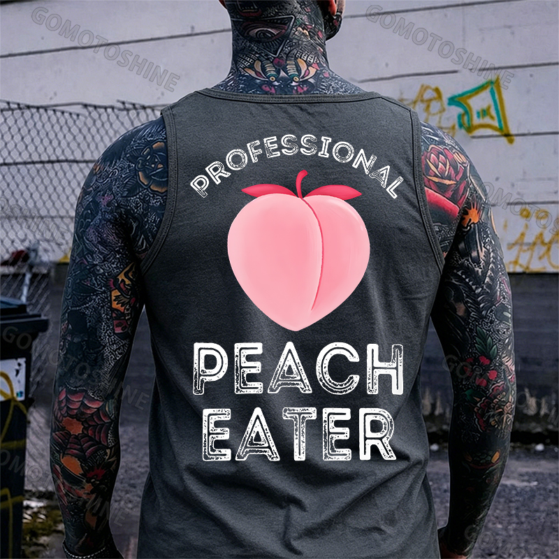 Professional Peach Eater Funny Adult Pun Print Men's Vest Image - 12