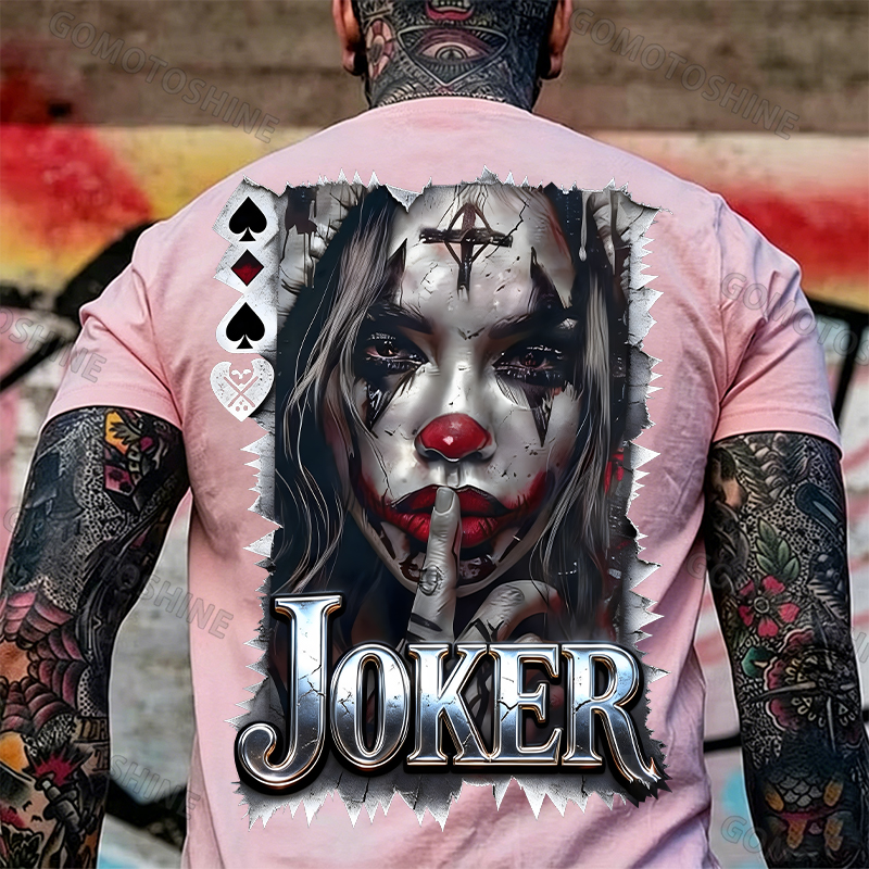 Poker Joker Keep Silent Joker Girl Print Men's T-Shirt Image - 6
