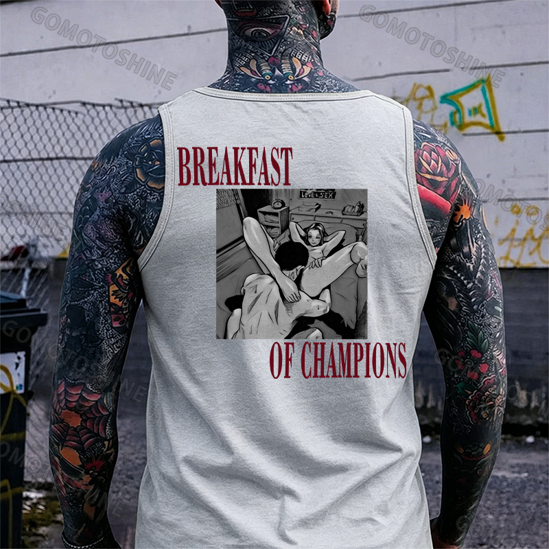 BREAKFAST OF CHAMPIONS Man Suck Girl Print Men's Tank Image - 4