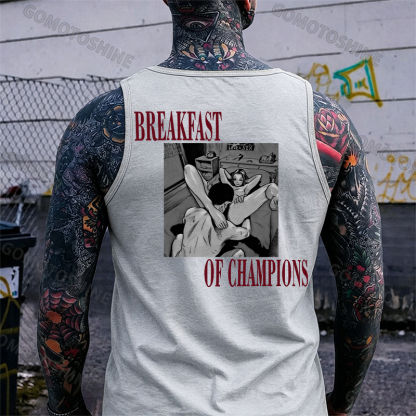 BREAKFAST OF CHAMPIONS Man Suck Girl Print Men's Tank Image - 4