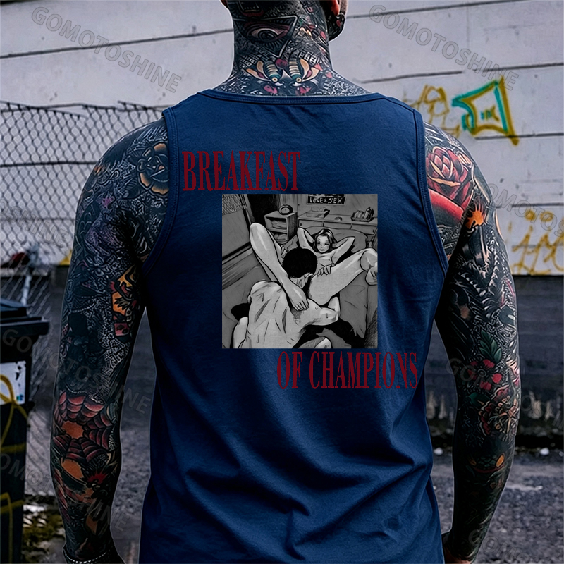 BREAKFAST OF CHAMPIONS Man Suck Girl Print Men's Tank Image - 3