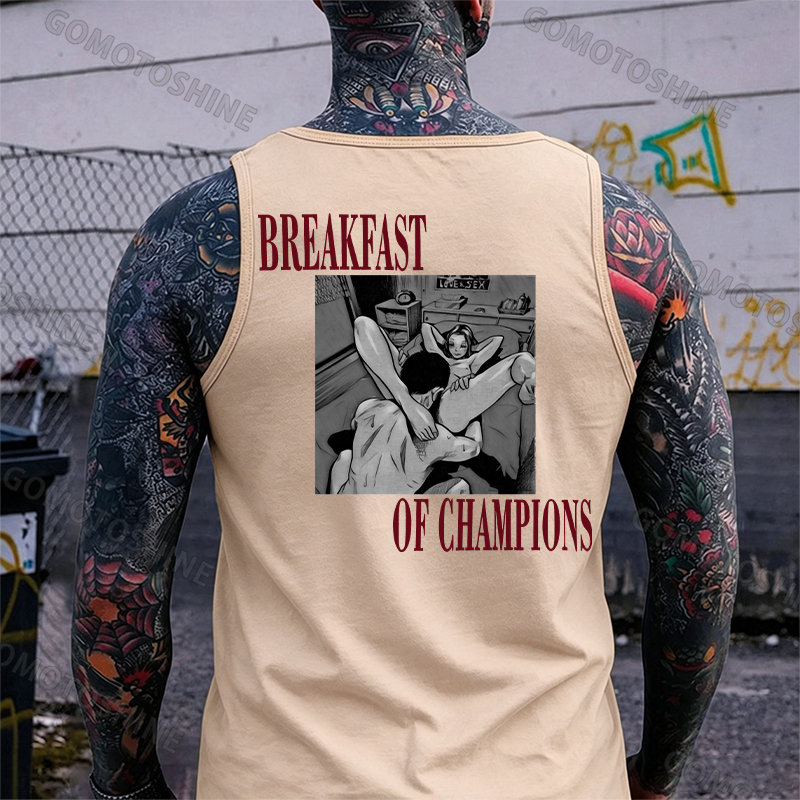 BREAKFAST OF CHAMPIONS Man Suck Girl Print Men's Tank Image - 6
