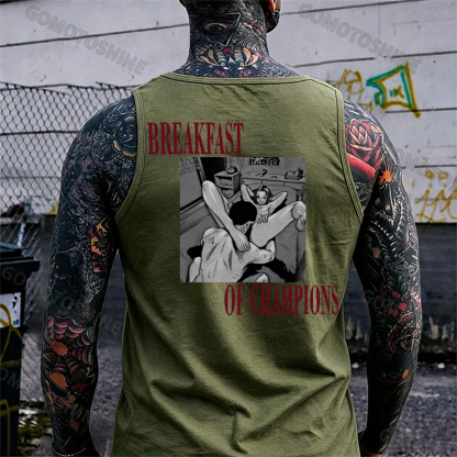 BREAKFAST OF CHAMPIONS Man Suck Girl Print Men's Tank Image - 5